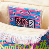 Borsa a mano Colette in tela di cotone bluette e rosa con stampa bandana zebrata