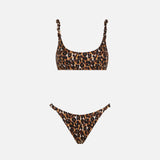 Damen-Bralette-Bikini mit Leopardenmuster
