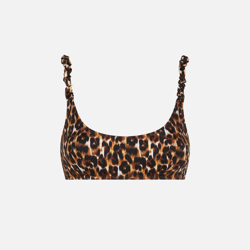 Woman bralette swimsuit with leopard print