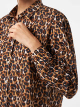 Leopard print cotton shirt with embroidery