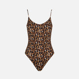 Leopard print one piece swimsuit