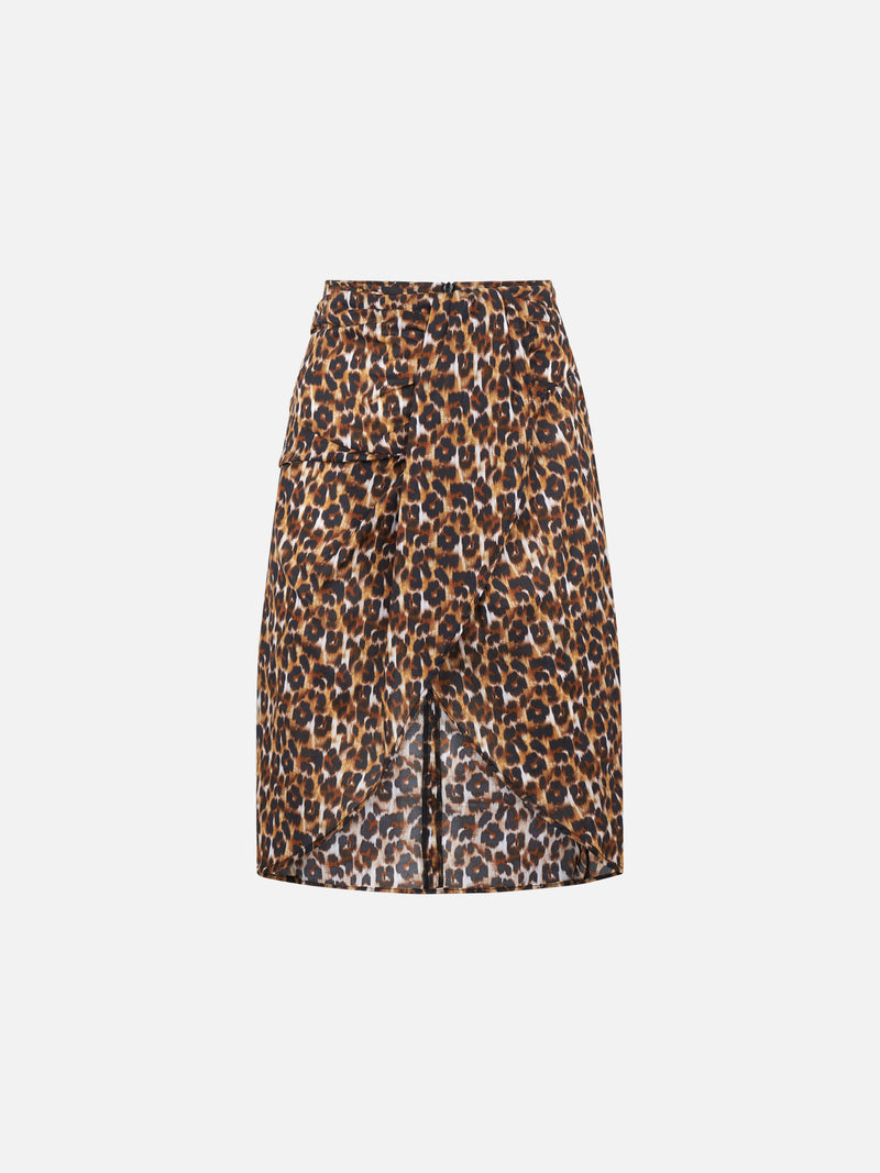 Woman midi skirt with leopard print