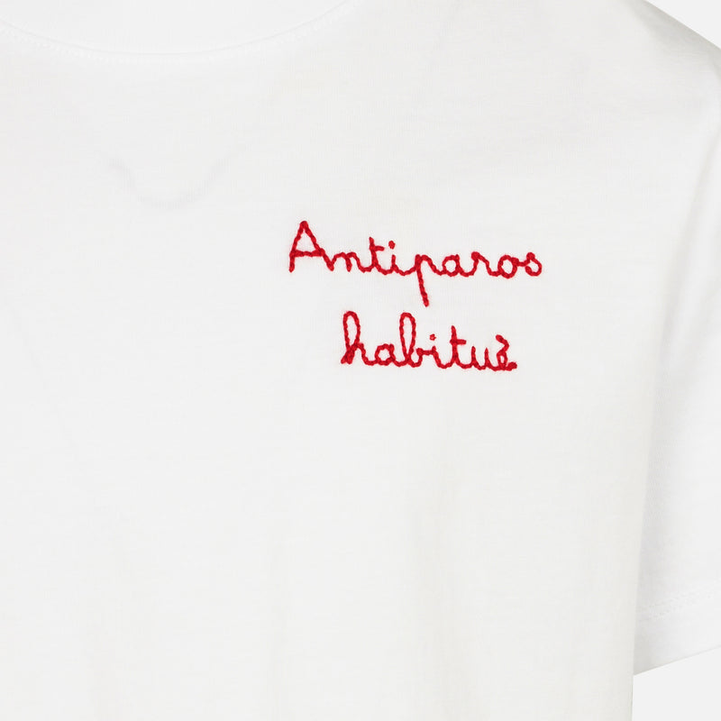 T-shirt da bambino in cotone con ricamo habituè Antiparos