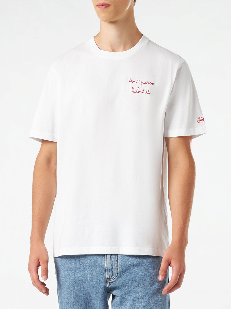 T-shirt da uomo in cotone con ricamo Antiparos habituè 