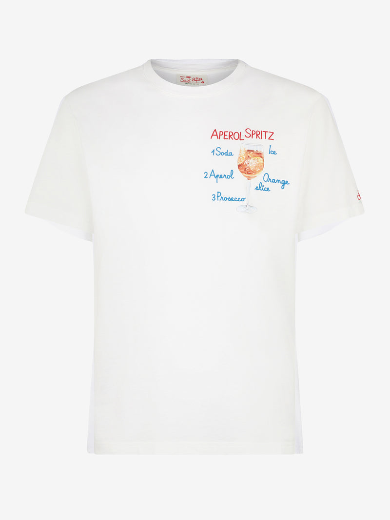 T-shirt da uomo in cotone con ricamo frontale Aperol Spritz | EDIZIONE SPECIALE APEROL