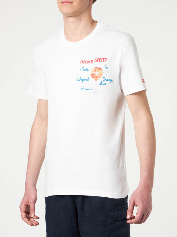 T-shirt da uomo in cotone con ricamo frontale Aperol Spritz | EDIZIONE SPECIALE APEROL