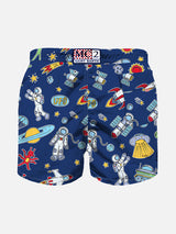 Boy swim shorts with astronaut print