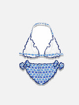 Bikini triangolo bambina con stampa stelle marine