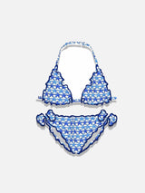 Bikini triangolo bambina con stampa stelle marine