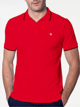 Red piquet polo with St. Barth check logo