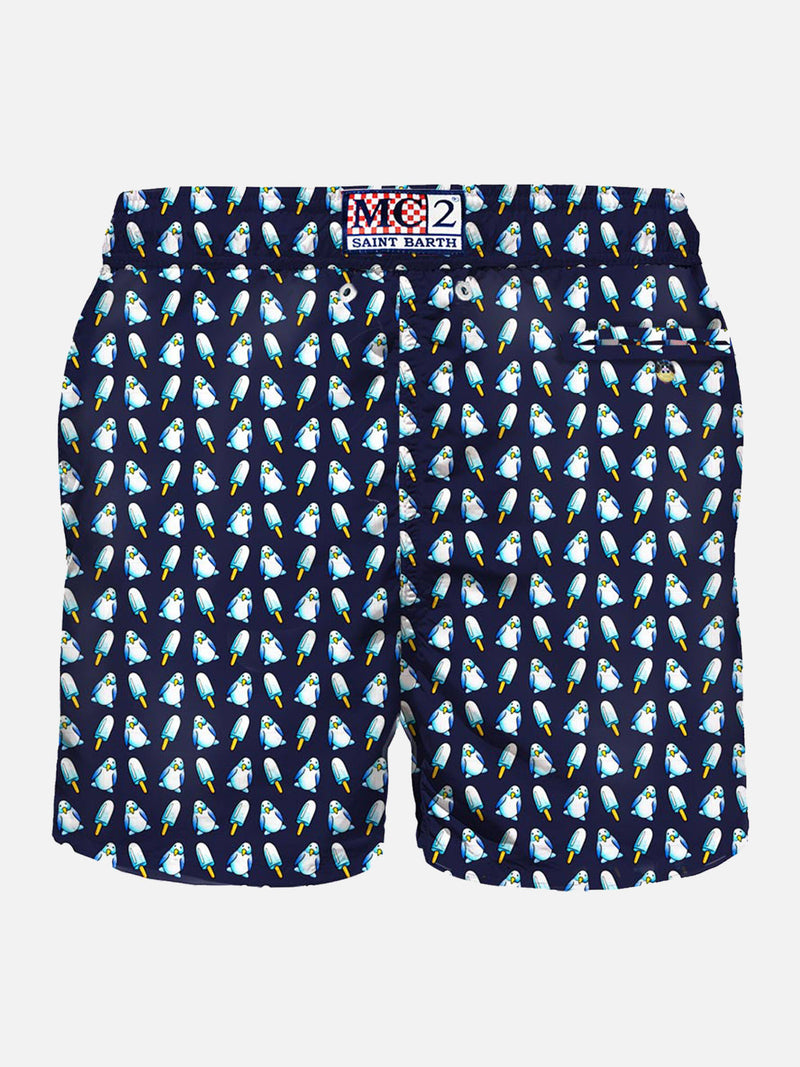 Man swim shorts penguins micro print