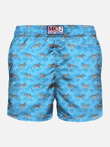 Man light fabric swim shorts with zebra print