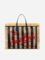 Vanity straw bag with embroidery
