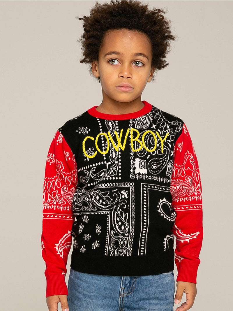 Boy bandanna sweater with Cowboy embroidery