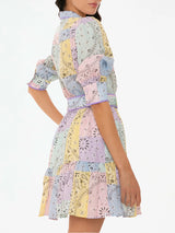 Multicolor bandanna linen short dress