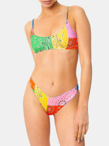 Damen-Bralette-Bikini mit mehrfarbigem Bandana-Print