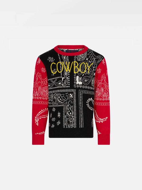 Boy bandanna sweater with Cowboy embroidery