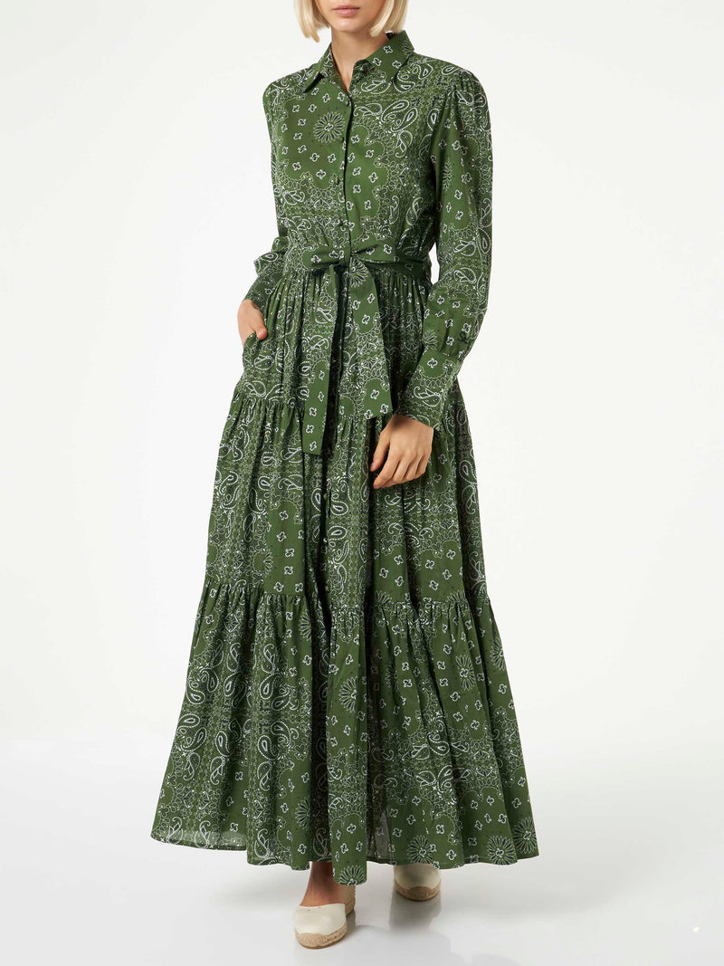 Woman green long dress