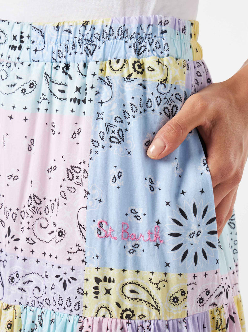 Bandanna print cotton skirt