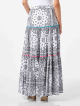 Woman cotton long skirt with bandanna print