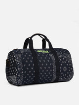 Travel duffel bag with black bandanna print