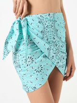 Woman cotton mini skirt pareo with bandanna print