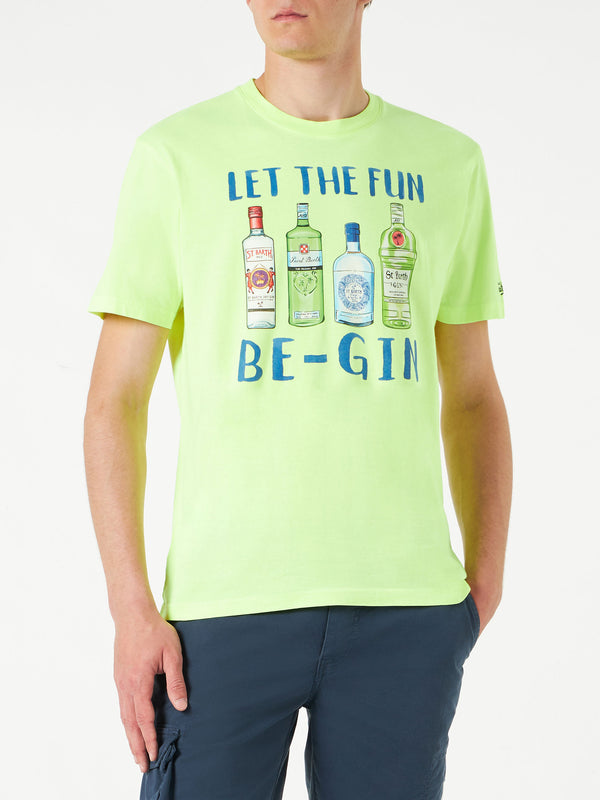 Man cotton t-shirt with Let the Fun Be-Gin print