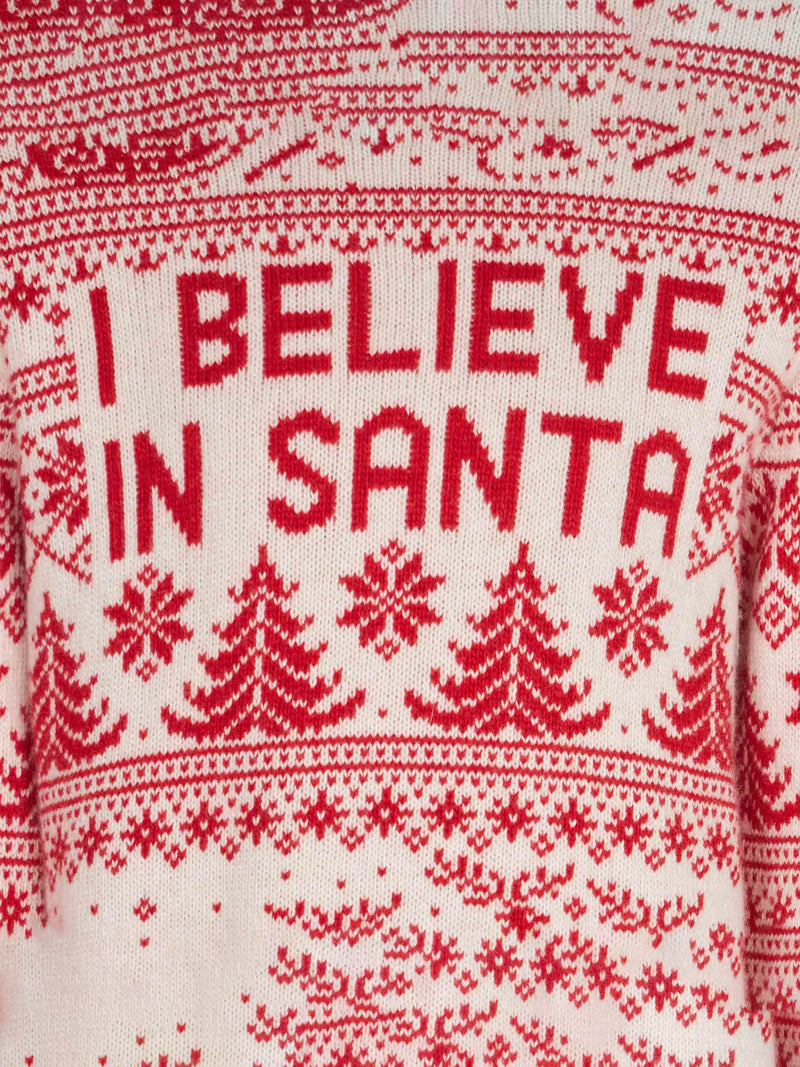 Girl sweater with I believe in Santa jacquard print
