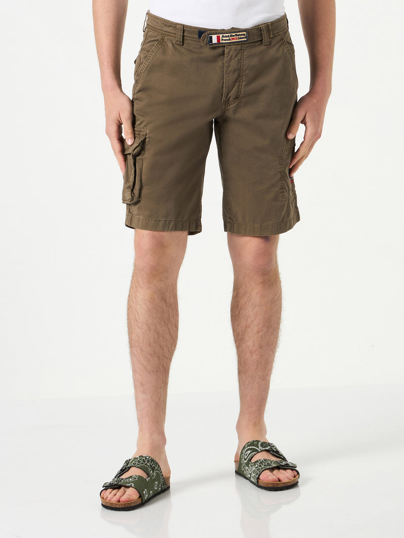 Man brown cargo bermuda with pockets