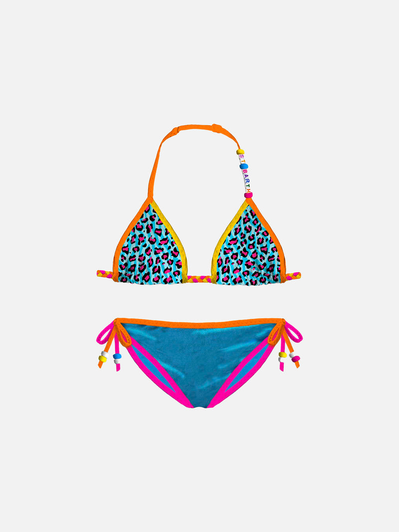 Girl triangle bikini with leopard print