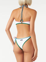 Ribbed bandeau bikini with lurex edges