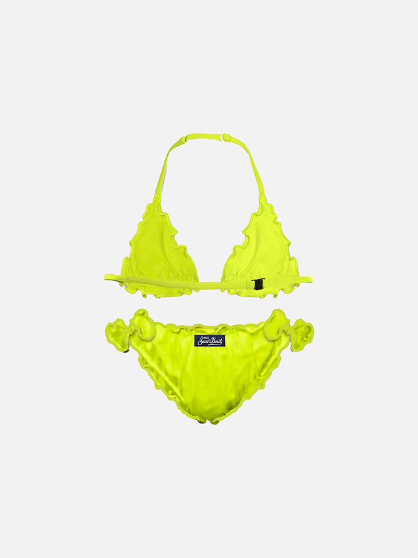 Girl fluo yellow triangle bikini