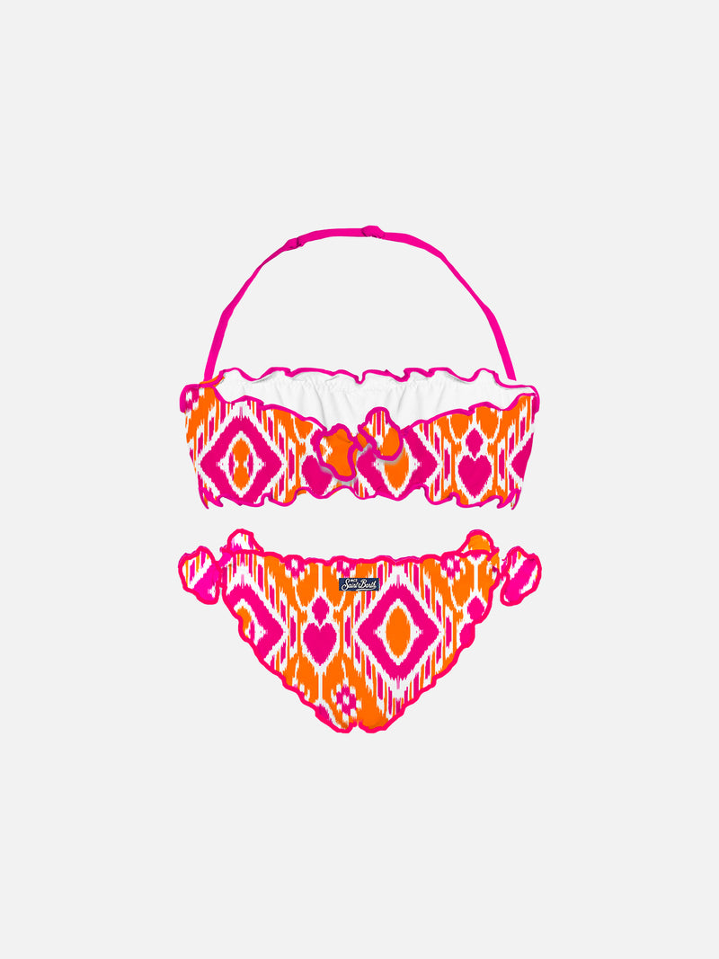 Girl bandeau bikini with geometrical print