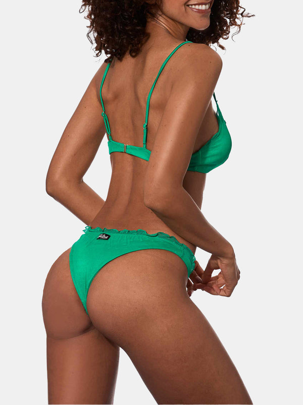 Smaragdgrüner Bralette-Bikini für Damen