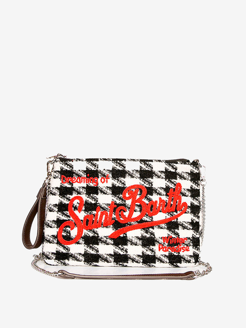 Parisienne houndstooth wooly cross-body bag pochette