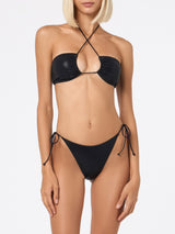 Woman lamina black bandeau bikini