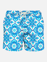 Light fabric man swim shorts maiolica print