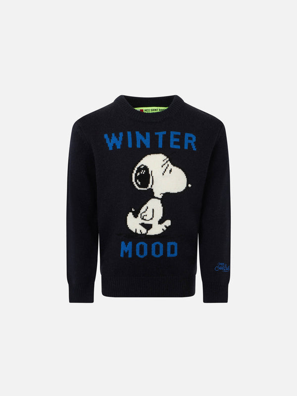 Blue navy Snoopy Winter mood sweater for boy - Special edition