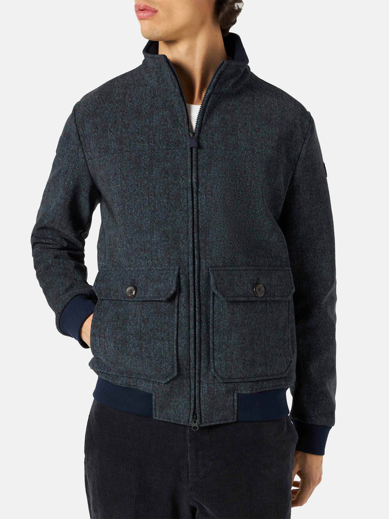 Man mélange blue thermo jacket