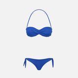 Bikini a fascia drappeggiato bluette