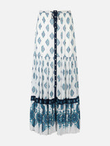 Light blue flower gipsy print long skirt