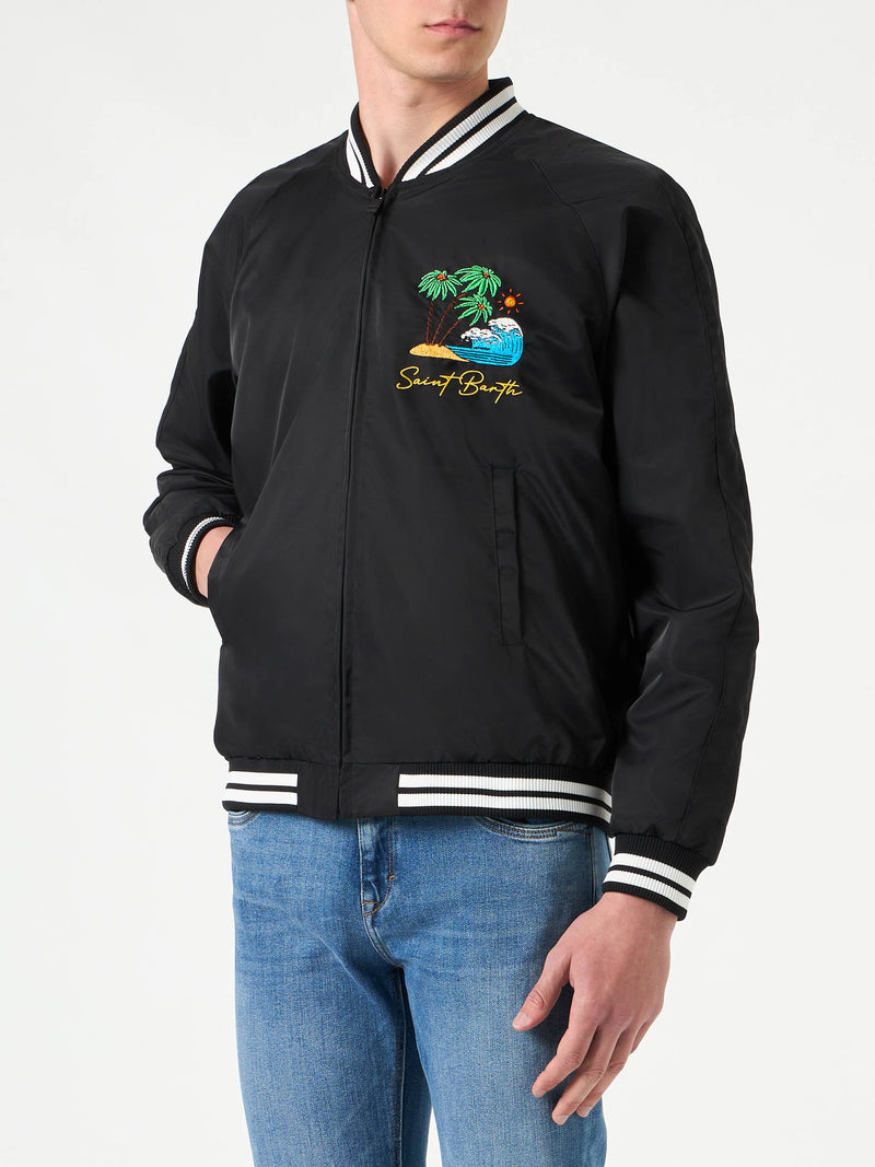 Man black jacket with Saint Barth island embroidery