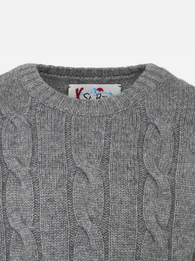 Boy crewneck braided sweater with Saint Barth print