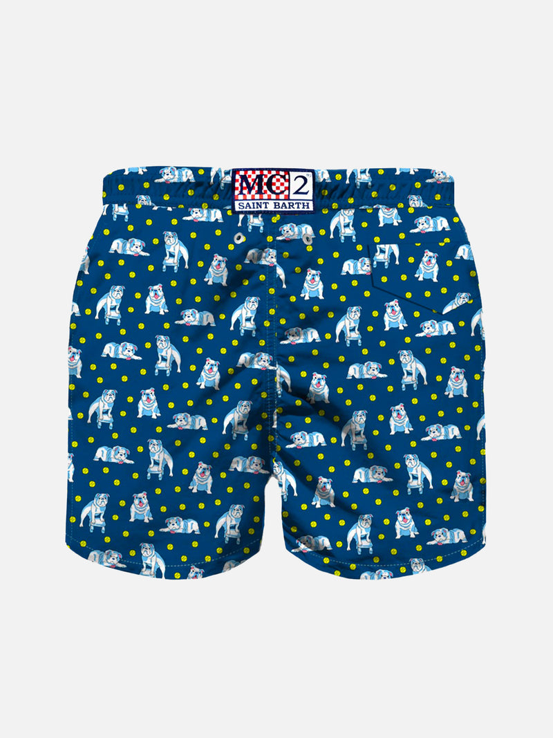 Boy light fabric swim shorts with dog print