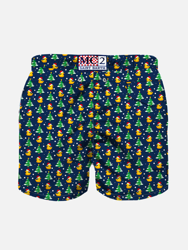Boy swim shorts with Christmas ducky print