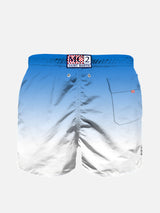 Boy swim shorts with bluette and white gradient print