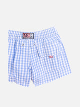 Boy cotton swim shorts with gingham print