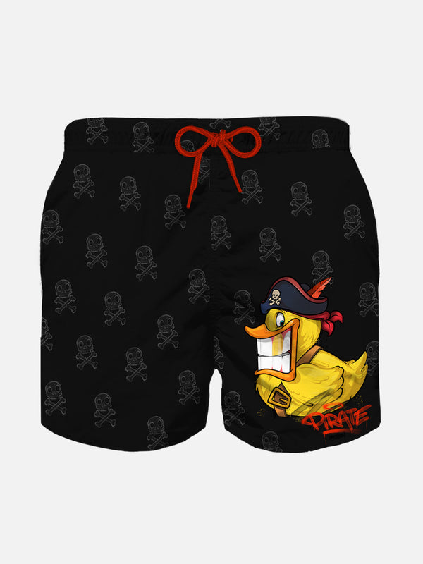 Boy swim shorts with Crypto duck print | CRYPTO PUPPETS® SPECIAL EDITION