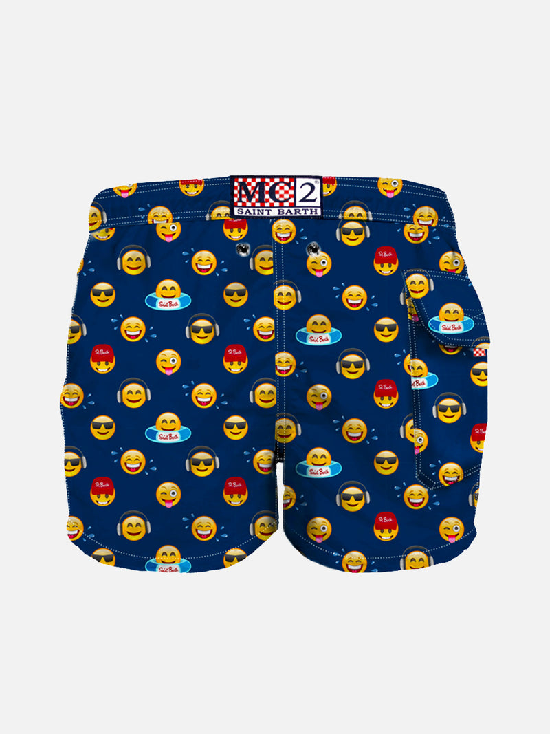 Boy swim shorts with emoji print