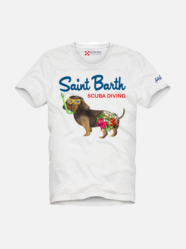 T-shirt da bambino con cane scuba